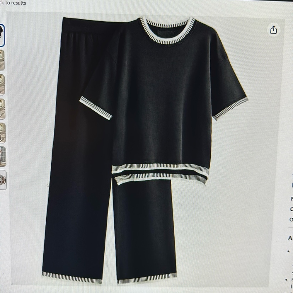 Lounge set/travel outfit knit pullover top with wide leg pants
